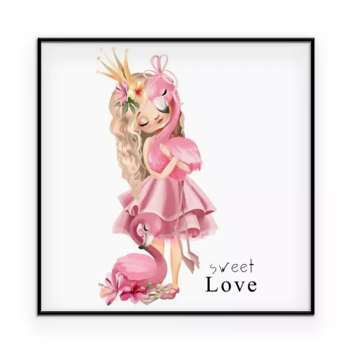 Poster Prinses met flamingo's
