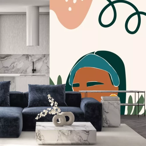 Sticker Abstract portret van een vrouw