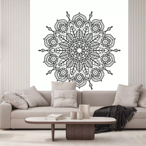 Sticker Abstract paper cut to mandala design background.