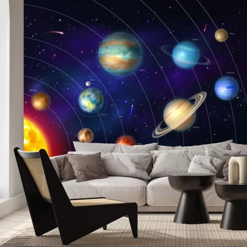 Fotobehang Zonnestelsel in 3D