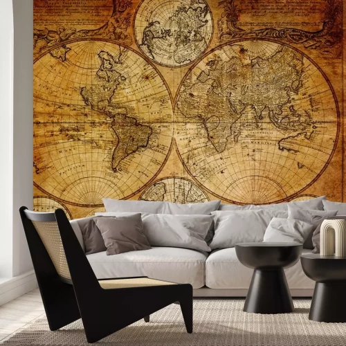 Sticker Politieke wereldkaart in vintage kleuren