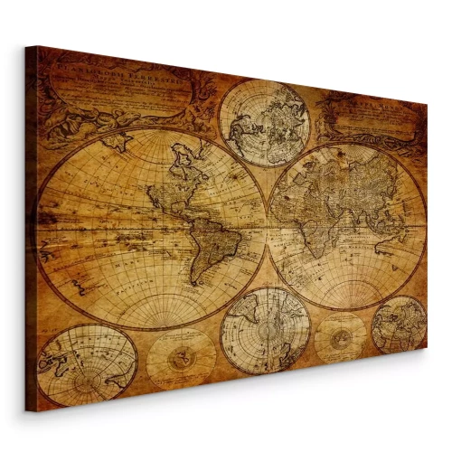 Canvas Politieke wereldkaart in vintage kleuren