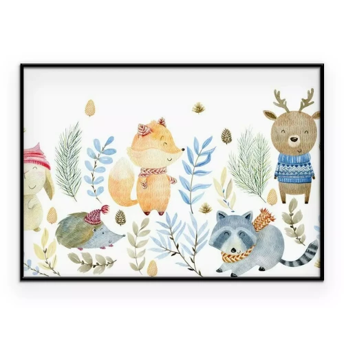 Poster Bosdieren in winterkleding