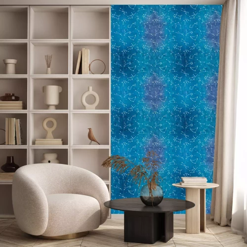 Behang Seamless pattern with zodiac constellations on watercolor background. Vector zodiac signs.