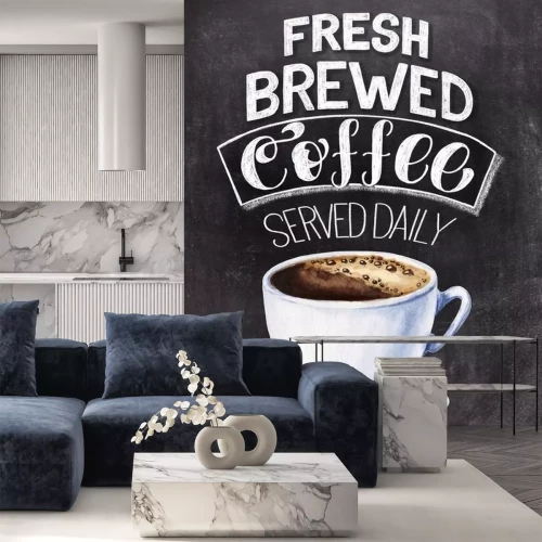 Sticker Een kopje koffie op een zwarte achtergrond