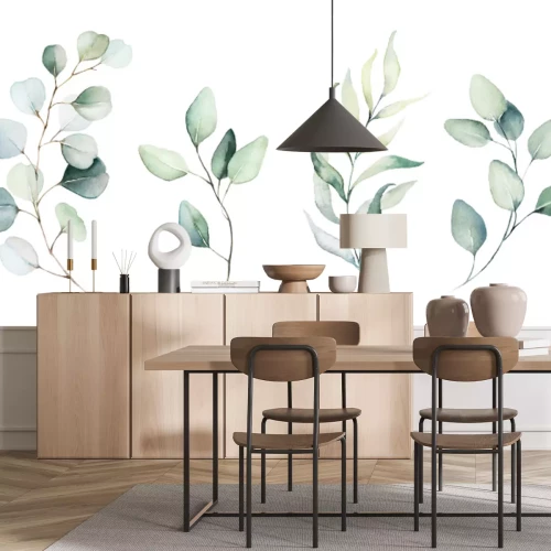 Fotobehang Aquarel planten en bladeren