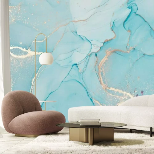 Fotobehang Turkoois aquarel marmering