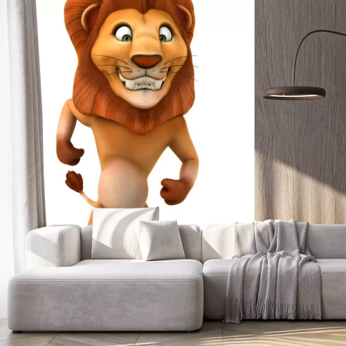 Sticker Leeuw die tegen een bal trapt