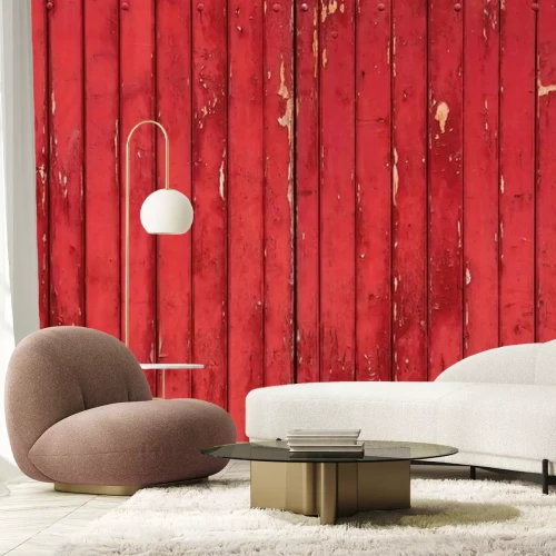 Fotobehang Gekleurd hout in roodtinten