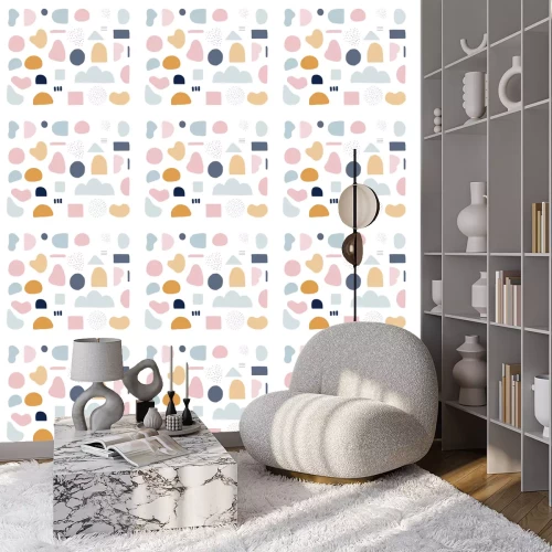Behang Modern trendy abstract shapes in pastel colors. Scandinavian clean vector design