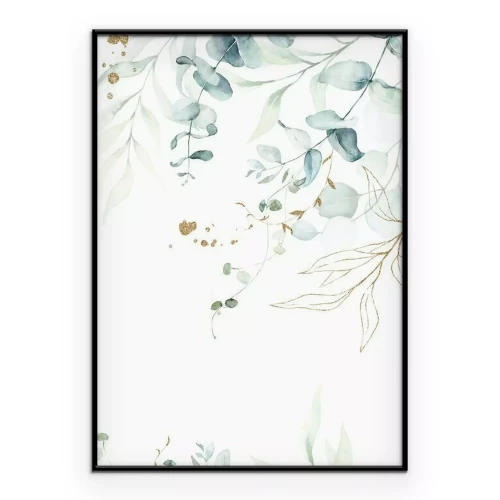 Poster Een delicate compositie met eucalyptusbladeren