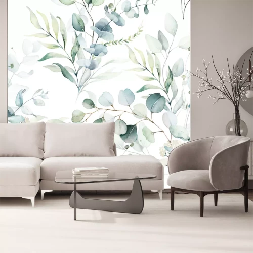 Fotobehang Delicate planten met waterverf