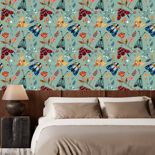 Behang Kleurrijke motten