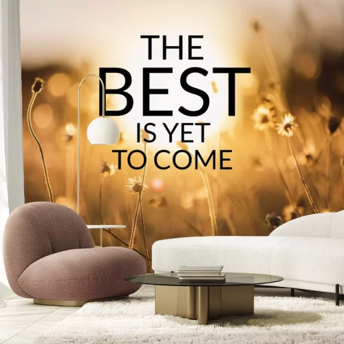 Sticker Inspirational and motivation quote on meadow in field of nature background with vintage filter.