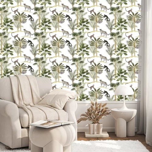 Behang Tropische dieren en exotische vegetatie