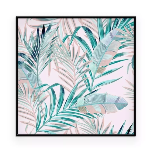 Poster Pastelcompositie met exotische bladeren