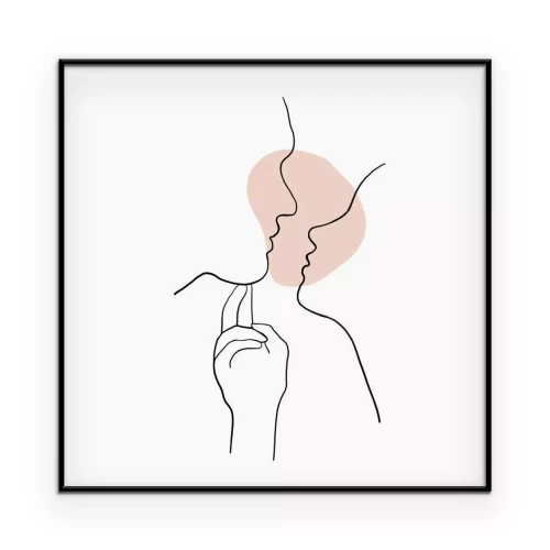 Poster Twee gezichten in lijntekeningstijl