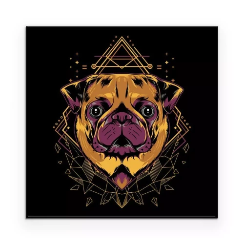 Poster Portret van een mopshond in een jeugdige stijl