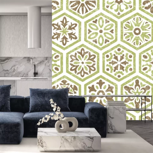 Sticker Groenbruin mozaïek