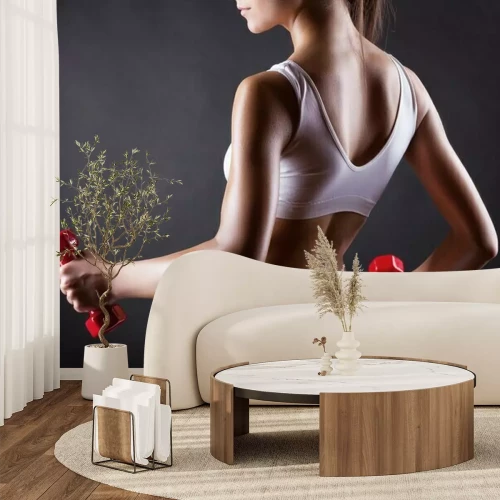 Fotobehang Atletisch meisje met halters