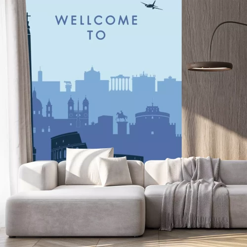 Sticker rome skyline with vector illustration