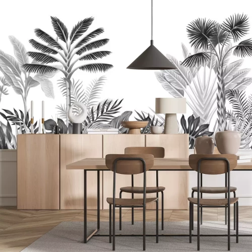 Sticker Exotische bomen in grijs