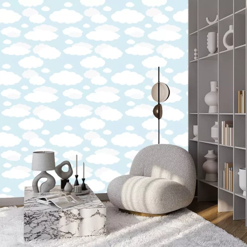 Behang seamless background with clouds blue sky