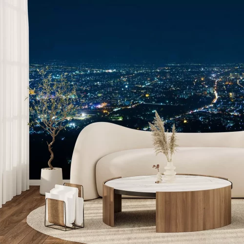 Fotobehang Nachtzicht op de stad