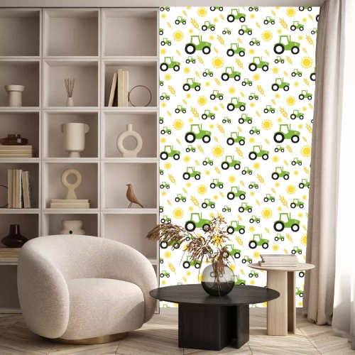 Behang tractor farming seamless pattern vector