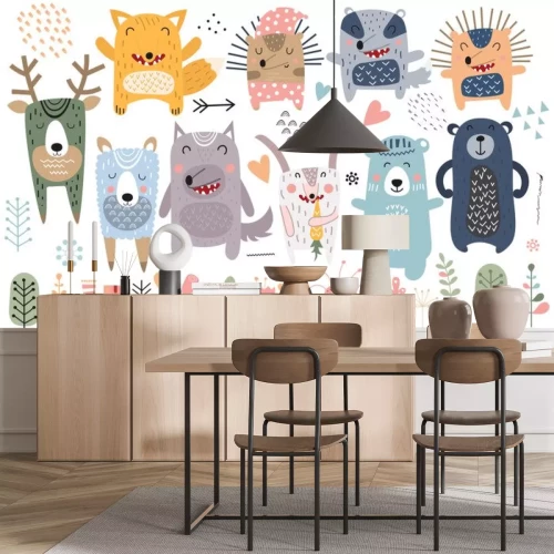 Sticker Bosdieren in Scandinavische stijl