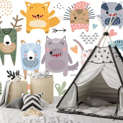 Sticker Bosdieren in Scandinavische stijl