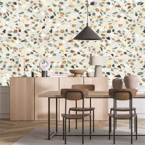 Fotobehang Kleurrijke terrazzo in aardse tinten