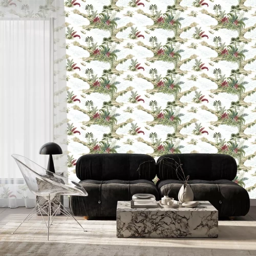 Behang Tropisch eiland met exotische planten