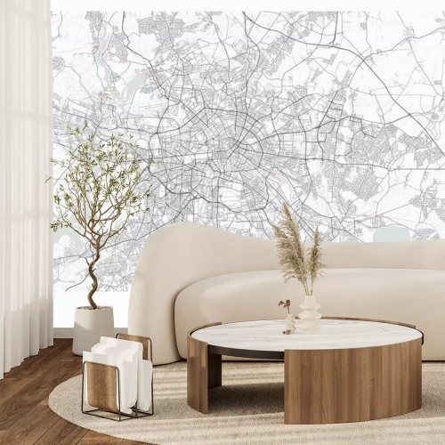 Fotobehang Gedetailleerde stadsplattegrond van Berlijn