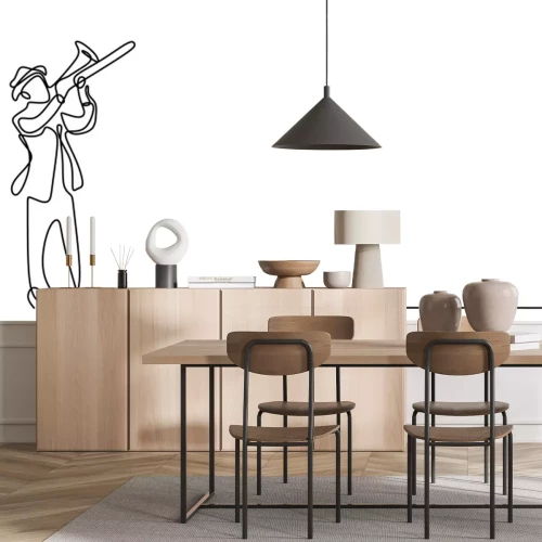 Sticker continuous line drawing of jazz music.