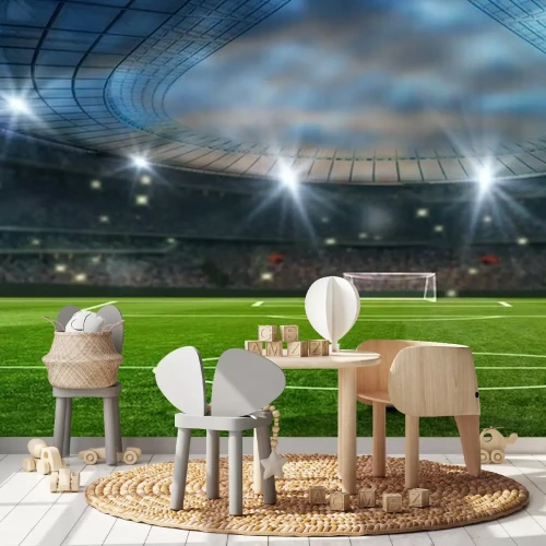 Sticker Een bal in een leeg stadion vol fans