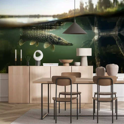 Fotobehang Vissen onder de oppervlakte van een meer