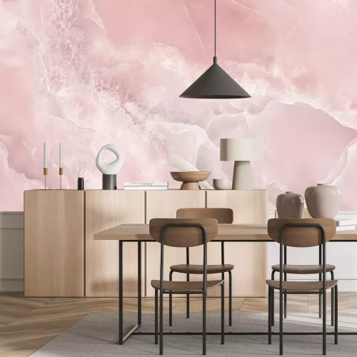 Fotobehang Roze marmer met witte streep