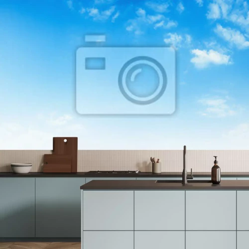 Fotobehang Blauwe lucht met delicate witte wolken