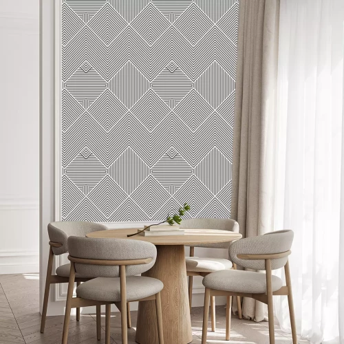 Behang Grijs geometrisch 3D dessin