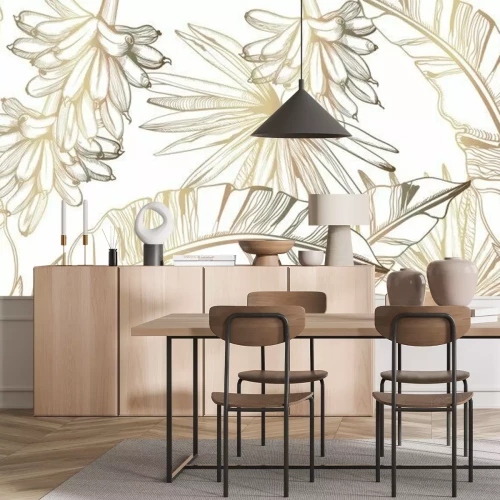 Sticker Schets met bananen en palmbladeren