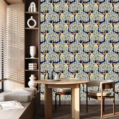 Behang Fawn in een geometrisch bos