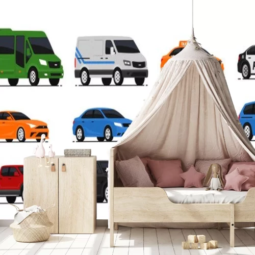 Sticker Kleurrijke auto's van verschillende soorten moderne graphics