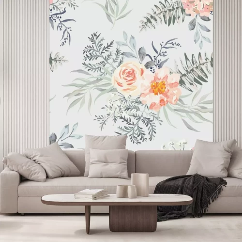 Sticker Romantisch vintage boeket met bloemen en bladeren