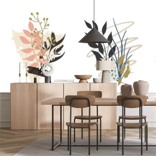 Sticker Hand drawn vector abstract tropical leaves background isolated on white. Vector