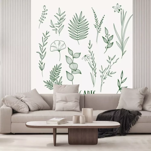 Sticker Plant nature hand drawn set. Collection botanical element.