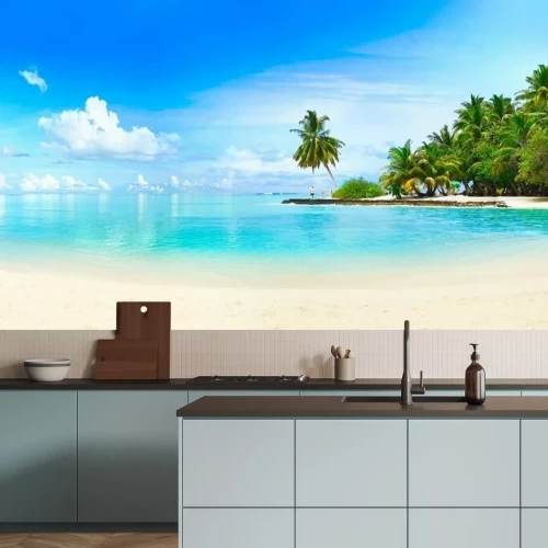 Fotobehang Palmbomen bij de oceaan