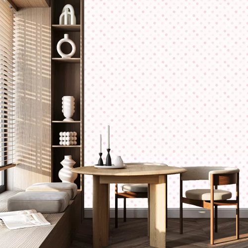 Behang Pastelroze motief met kleine cirkels