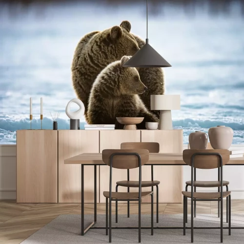 Fotobehang Beren liggen op de sneeuw