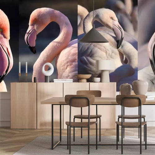 Sticker Portret van flamingo's in vier versies